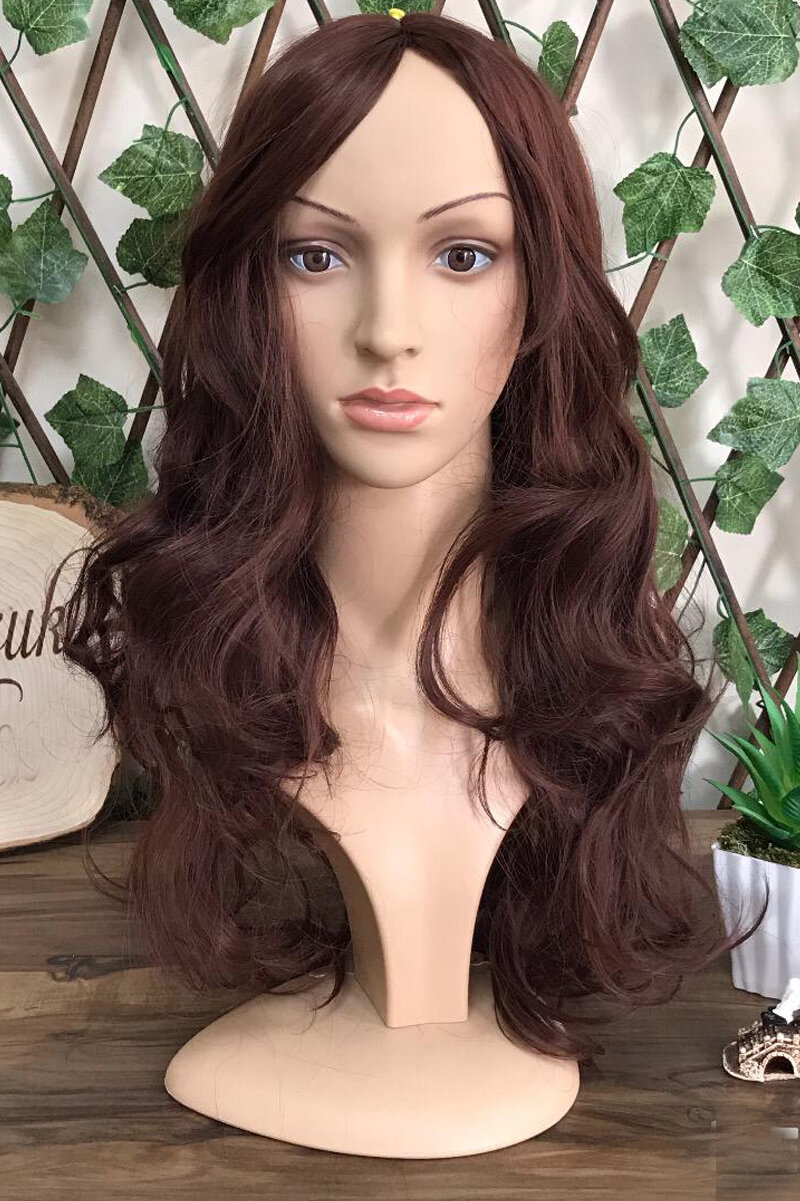 Chestnut Long Wavy Fiber Wig