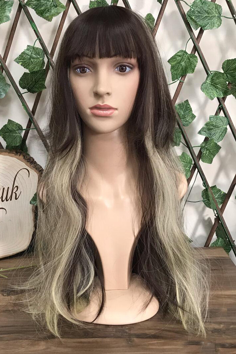 Long Fiber Wig With Forelock Coffee Ombre