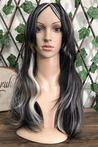 Long Fiber Wig With Black And White Ombre