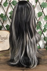 Long Fiber Wig With Black And White Ombre