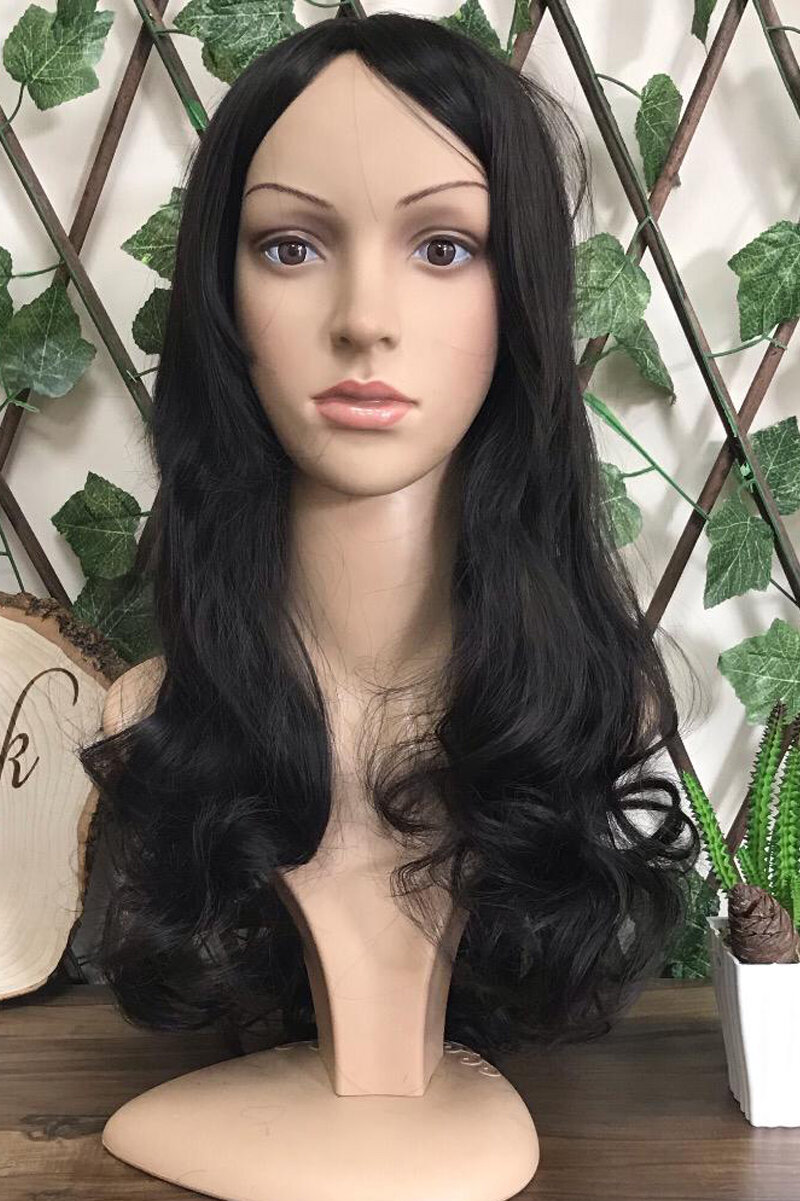 Black Wavy Long Fiber Wig