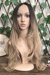 Long Wavy Fiber Wig With Light Coffee Ombre