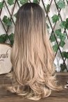 Long Wavy Fiber Wig With Light Coffee Ombre