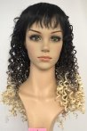 Black Yellow Ombre Curly Fiber Wig