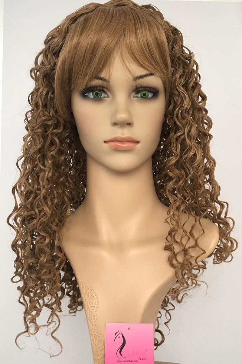 Brown Curly Fiber Wig