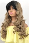 Long Fiber Wig With Light Auburn Ombre