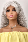 Ashy Grey Curly Fiber Wig