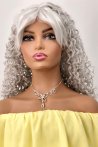 Ashy Grey Curly Fiber Wig