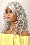 Ashy Grey Curly Fiber Wig