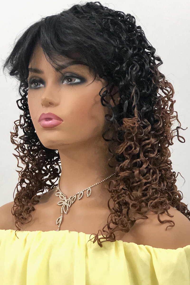 Curly Fiber Wig With Black Ombre