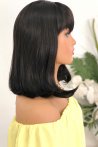 Black Medium Length Straight Synthetic Wig