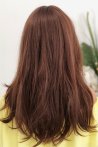 Straight Model Copper Synthetic Long Wig With Forelock