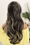 Long Wavy Fiber Wig With Coffee Embossed Forelock