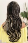 Long Wavy Fiber Wig With Coffee Embossed Forelock