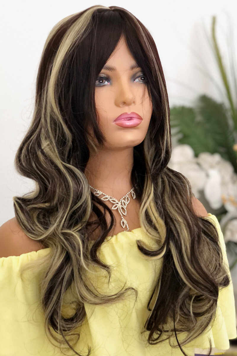 Ombre Coffee Long Wavy Fiber Wig