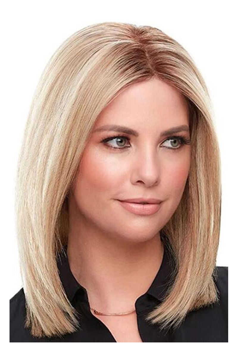 Natural Real Hair Ombre Blonde Medium Wig