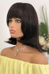 Black Medium Length Cut Theatrical Synthetic Wig