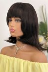 Black Medium Length Cut Theatrical Synthetic Wig