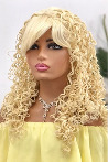 Curly Fiber Wig With Yellow Ombre