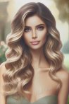 Natural Human Hair Golden Brown Long Tulle Wig