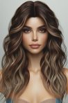 Chestnut Long Natural Wig with Balayage