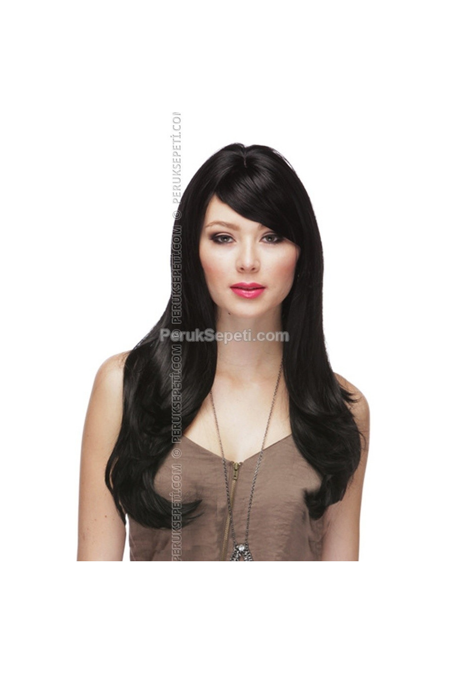 Black Straight Synthetic Long Wig
