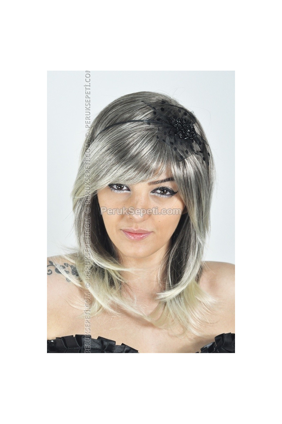 Baled White Synthetic Long Wig