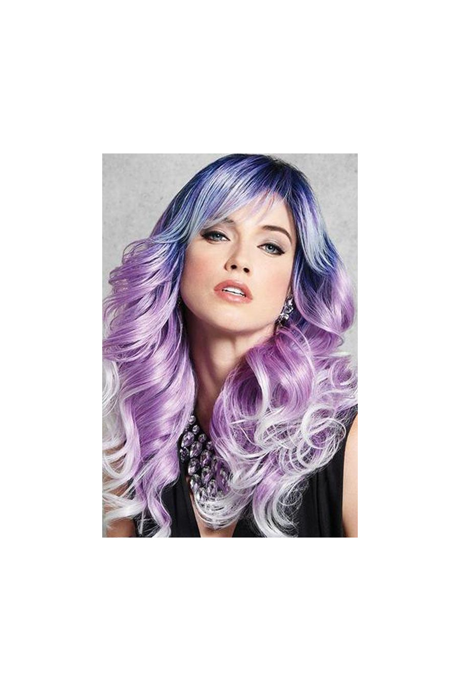Purple Color Fiber Synthetic Wig