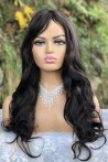 Black Wavy Long Fiber Wig