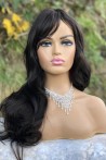 Black Wavy Long Fiber Wig