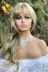 Long Fiber Wig With Yellow Wavy Ruffles