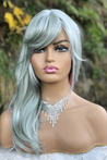 Grey Straight Model Long Fiber Wig