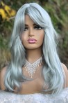 Grey Straight Model Long Fiber Wig