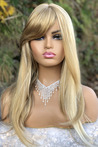 Glittering Yellow Straight Long Fiber Wig