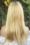 Glittering Yellow Straight Long Fiber Wig