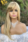 Glittering Yellow Straight Long Fiber Wig