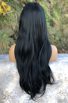 Black Straight Model Long Fiber Wig