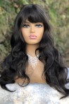 Glittering Dark Coffee Long Fiber Wig