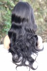 Glittering Dark Coffee Long Fiber Wig