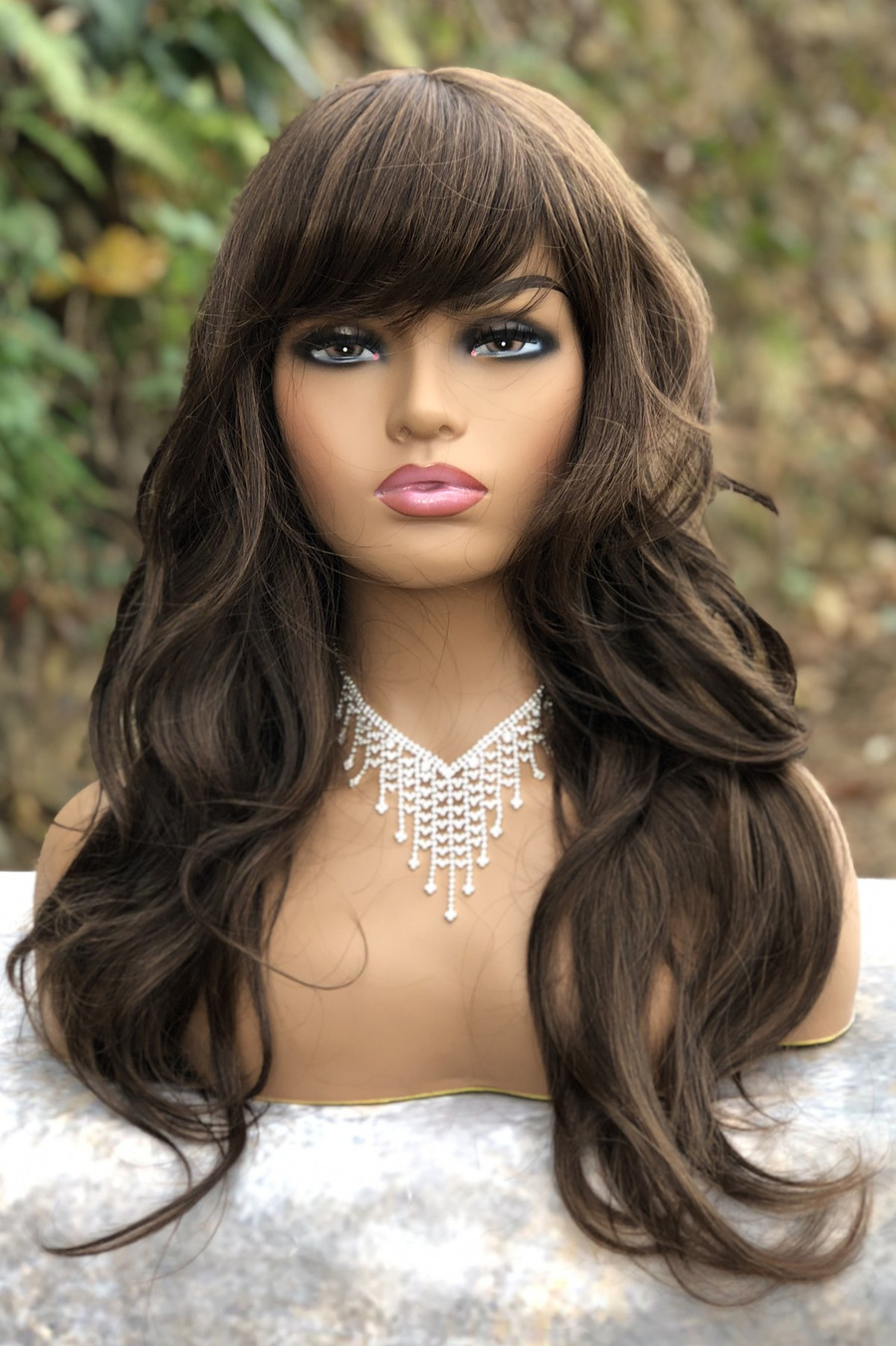 Brown Wavy Long Synthetic Wig