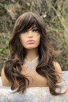 Shaded Coffee Long Wavy Synthetic Wig