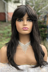 Dark Coffee Straight Long Synthetic Wig