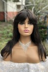 Dark Coffee Straight Long Synthetic Wig