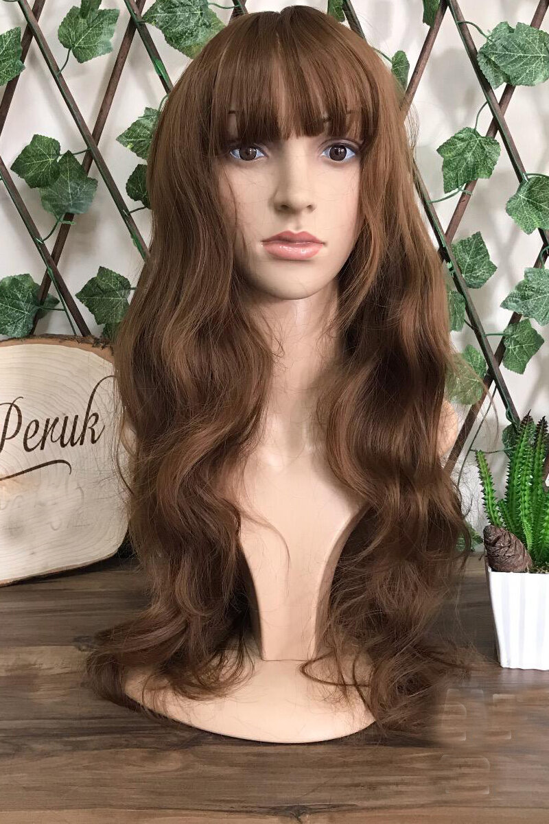 Long Coffee Forelock Fiber Wig