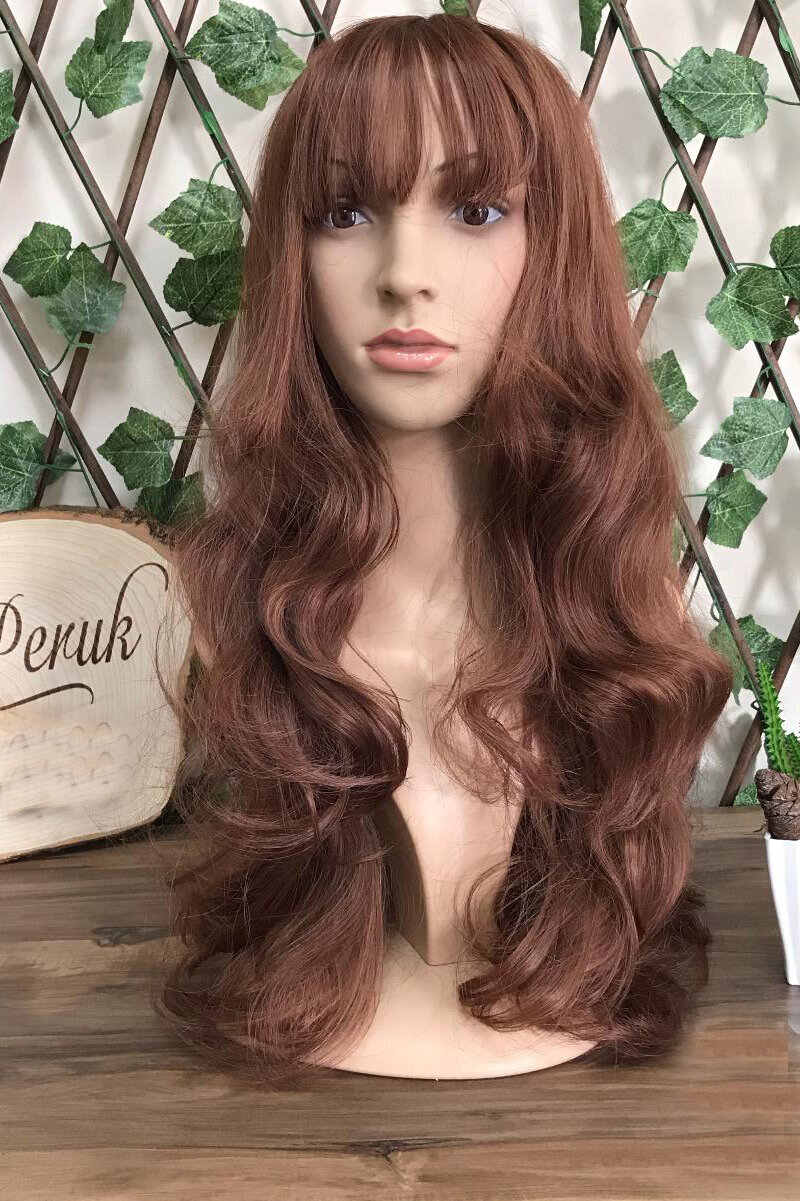 Long Chestnut Forelock Fiber Wig