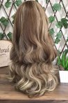 Long Wavy Fiber Wig With Open Coffee Embossed Forelock