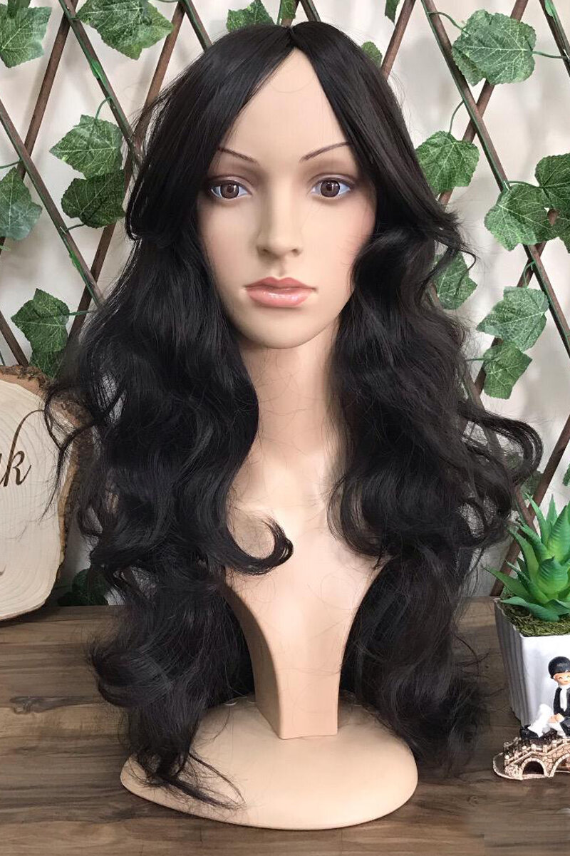 Black Long Wavy Fiber Wig